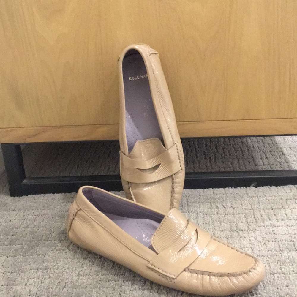 Cole Haan patent tan loafer